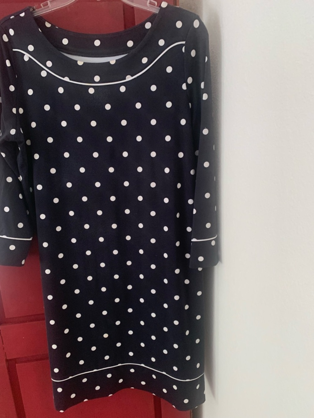 Lands' End Black and White Polka Dot Midi Dress
